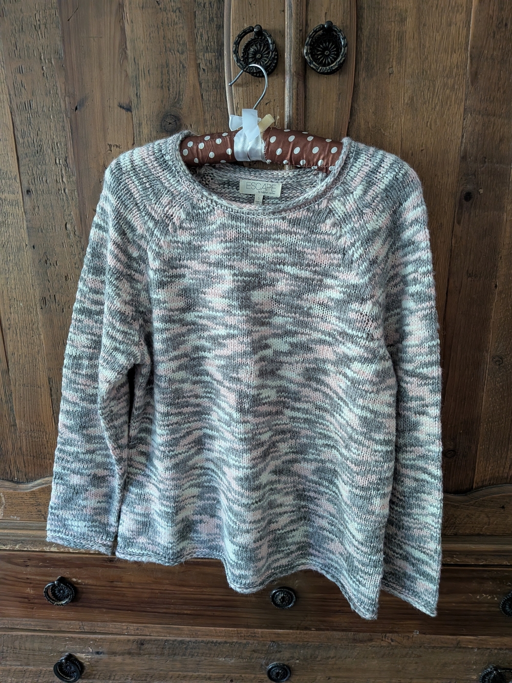 Crewneck Sweater in Heathered Pink Gray